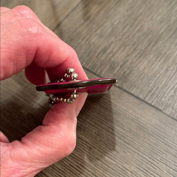 Coach Pink - Fuchsia Large Hangtag Leather Keychain - Picture 6 of 14